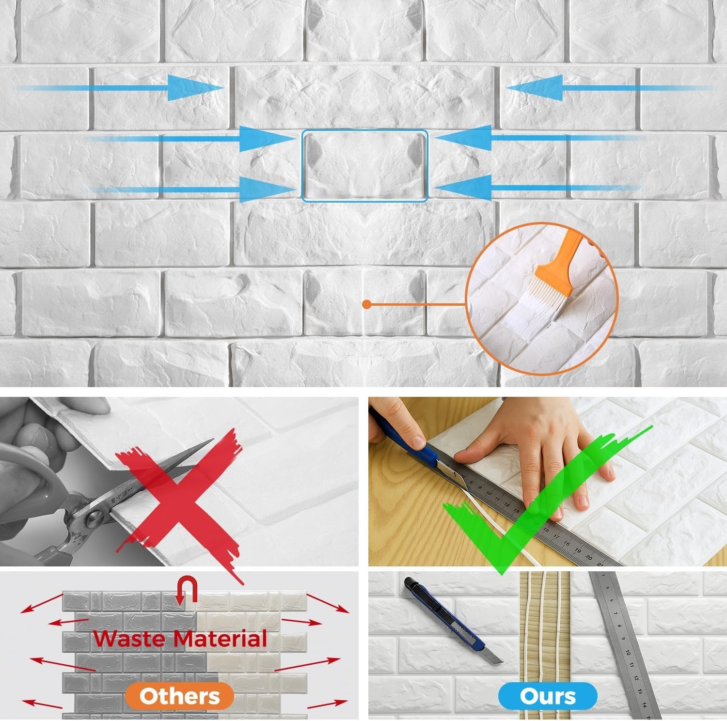 20 Pcs 3D Faux Brick Peel and Stick Wall Panels – Waterproof & Easy to Install