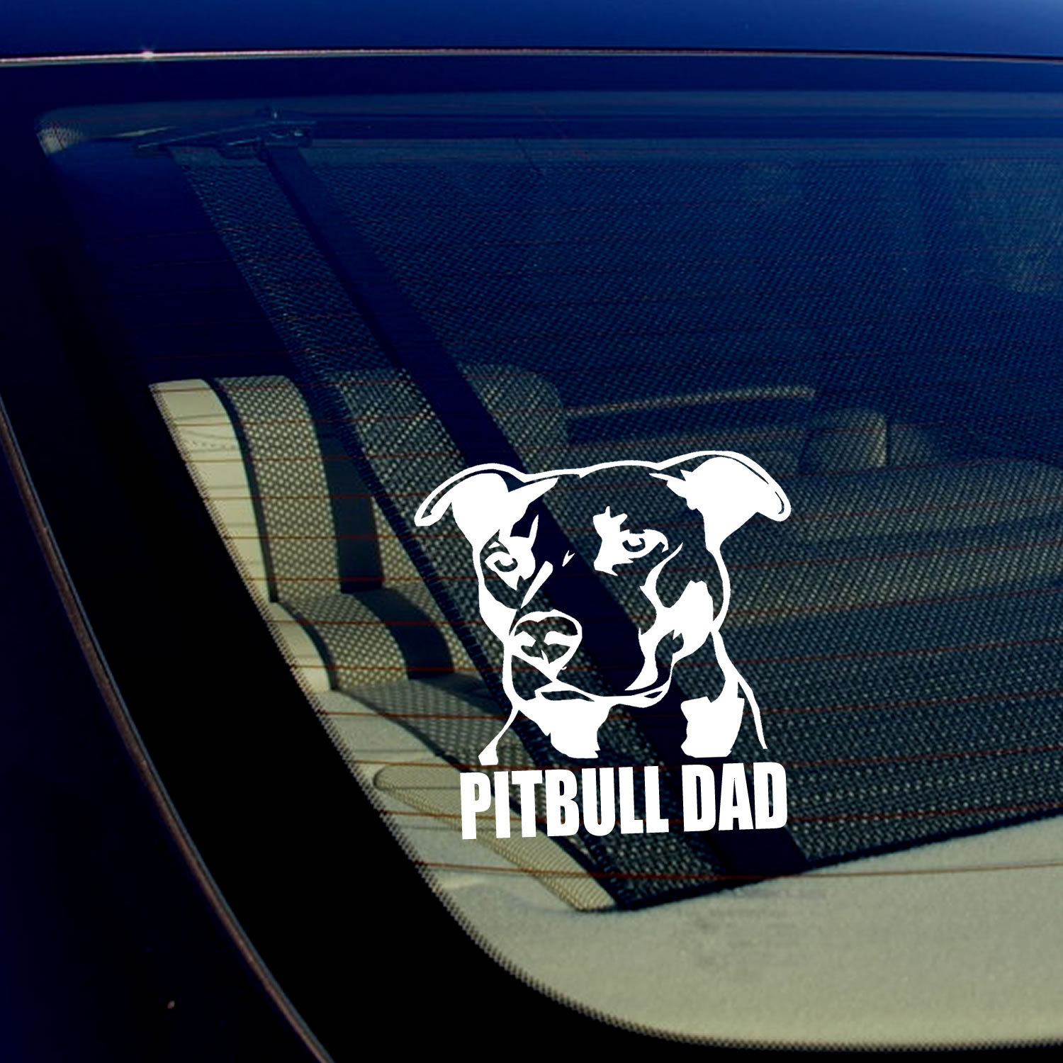PITBULL DAD Decal Sticker Car Window Bumper Wall I Love My Rescue Dog 4″ Inches