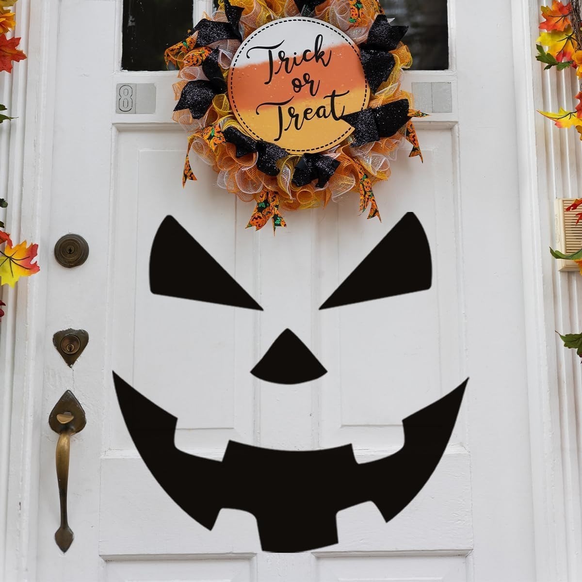 Halloween Face Door Decal Removable Window Sticker Indoor Outdoor Party Decor