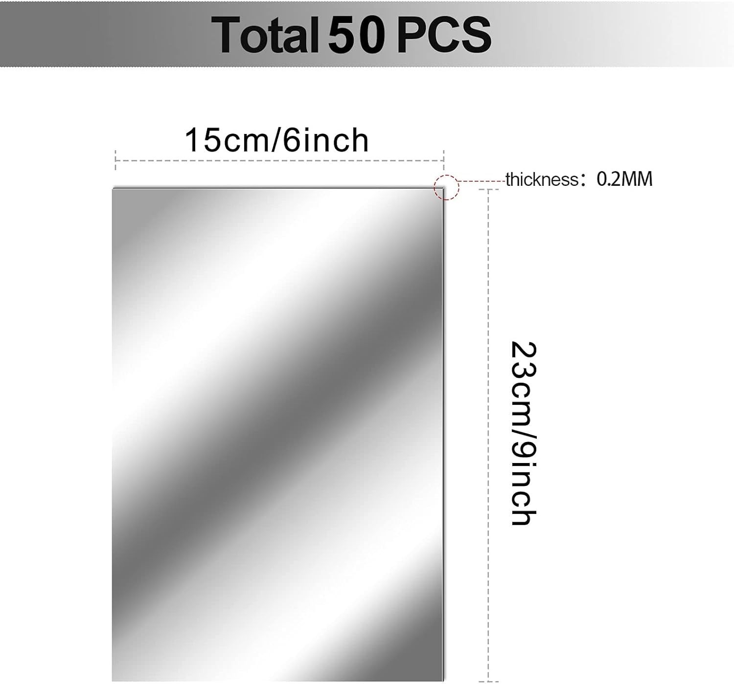 50 Flexible Mirror Sheets Adhesive Stickers for Home Decor#