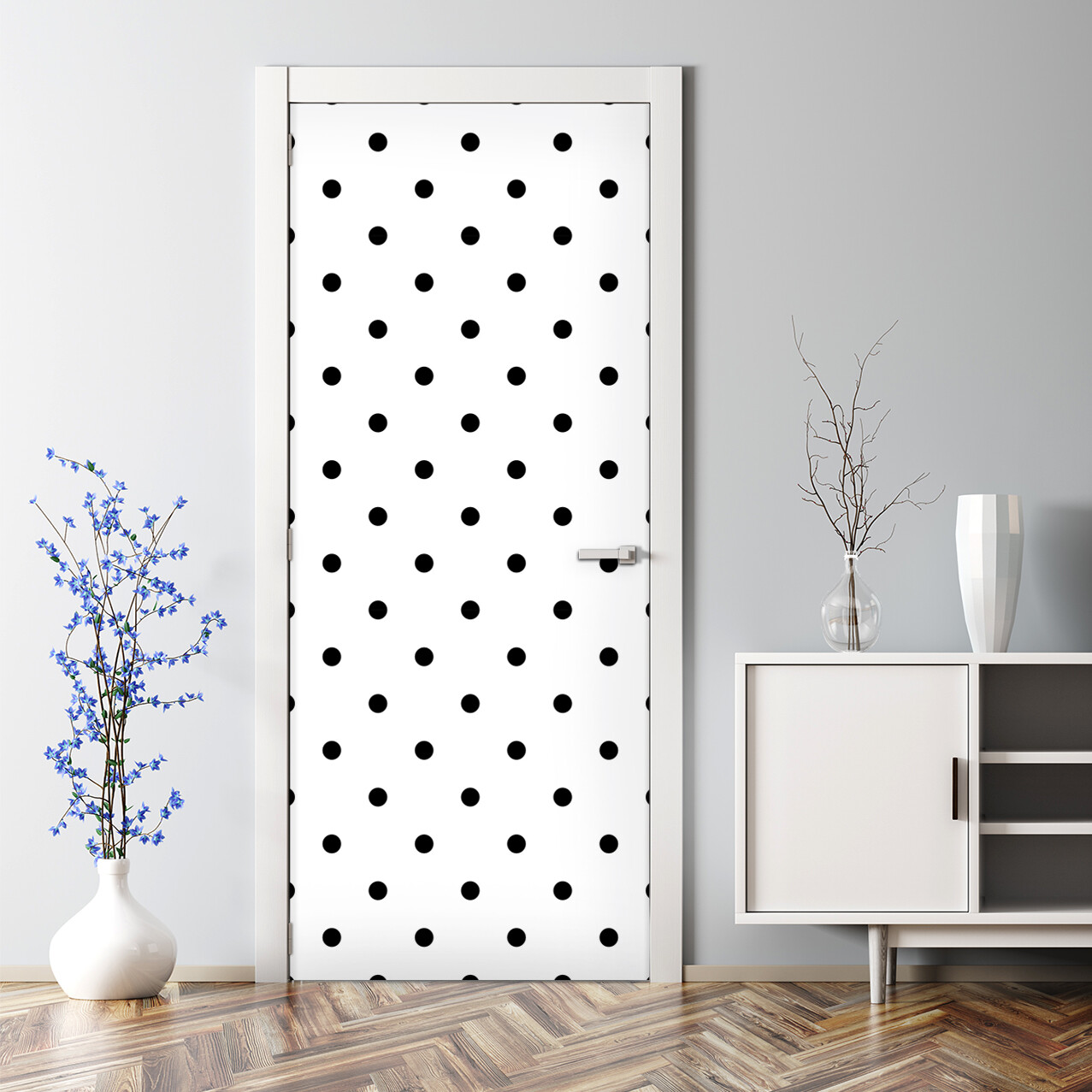 Polka Dot Small Dots Pattern Black and White Bubble Free Door sticker Adhesive