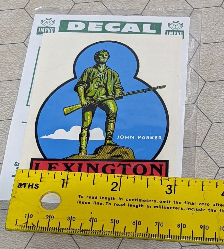 Lexington Mass John Parker Statue 3″ x 4″ Lot of 2 Vintage Impko Decals!