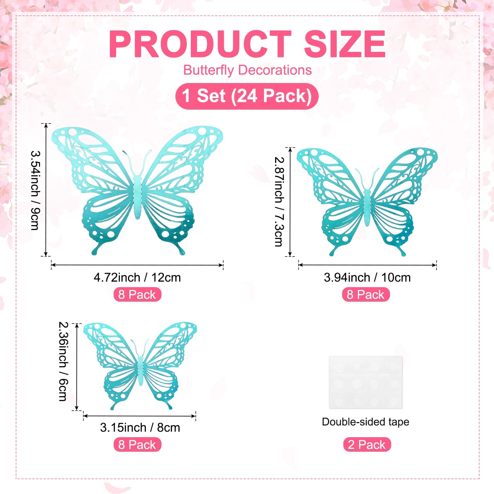 “For 24 Packs 3D Butterfly Wall Decor Stickers [Green, 3 Sizes]” (68 Characters)