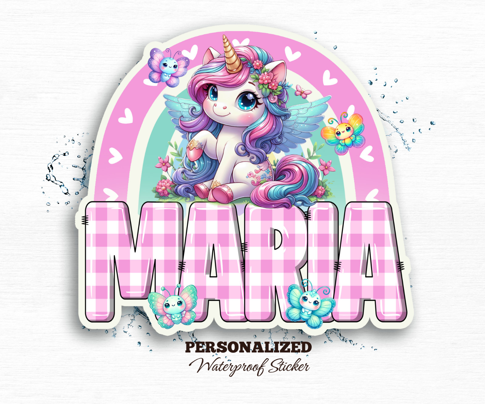 Personalized Unicorn Name Sticker, Waterproof Vinyl Decal, Cute Girls Gift Idea