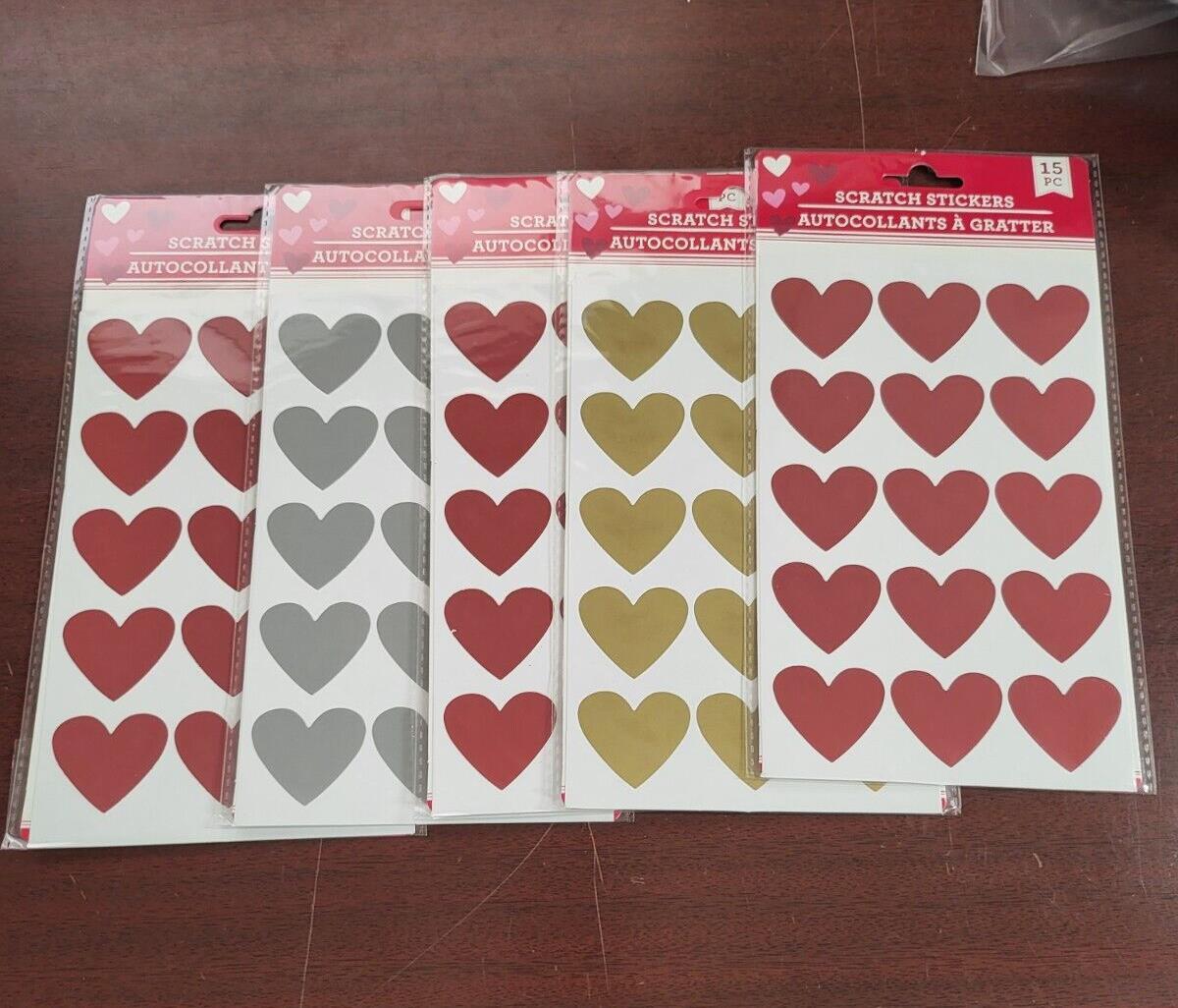 75 Scratch Off Heart Stickers Write your own Message! Red Gold Silver 1.25″ ea