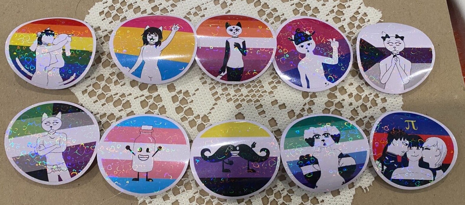 Pride Collection 2023 Holo Heart Stickers (Original Art)