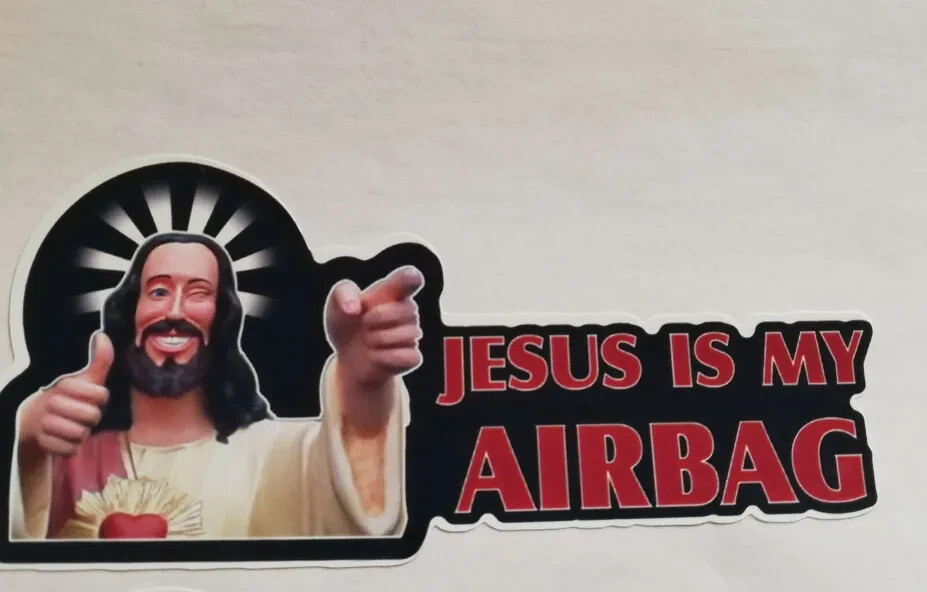 jesus is my airbag, funny, sticker , sticker