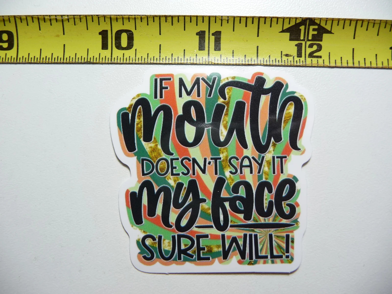 MOUTH DOESN’T SAY IT MY FACE WILL SMALL STICKER DECAL FUNNY SAYING SARCASTIC