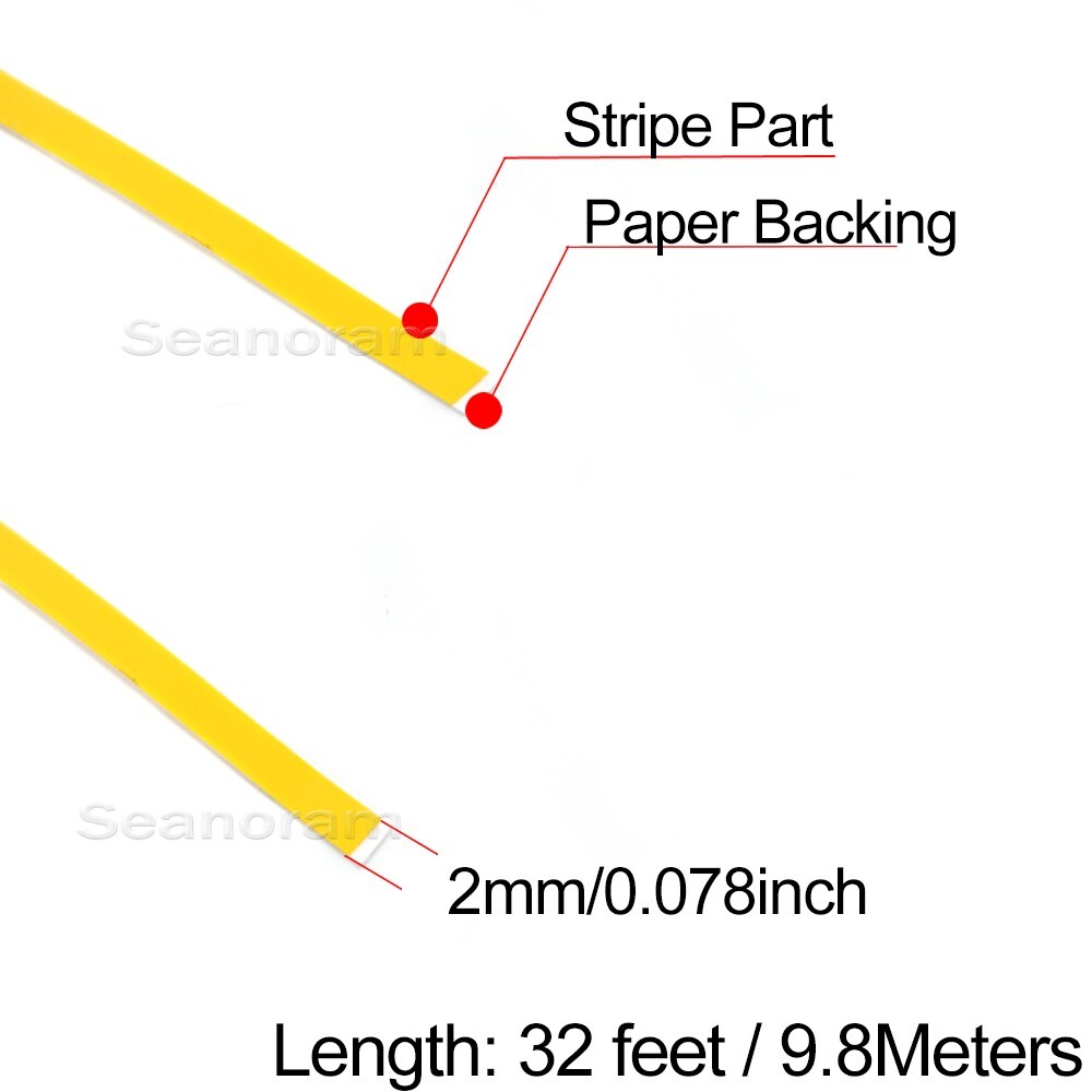 1/12″ 2mm Yellow DIY Home Shop Pinstriping Pin Stripe Line Decal Vinyl Sticker