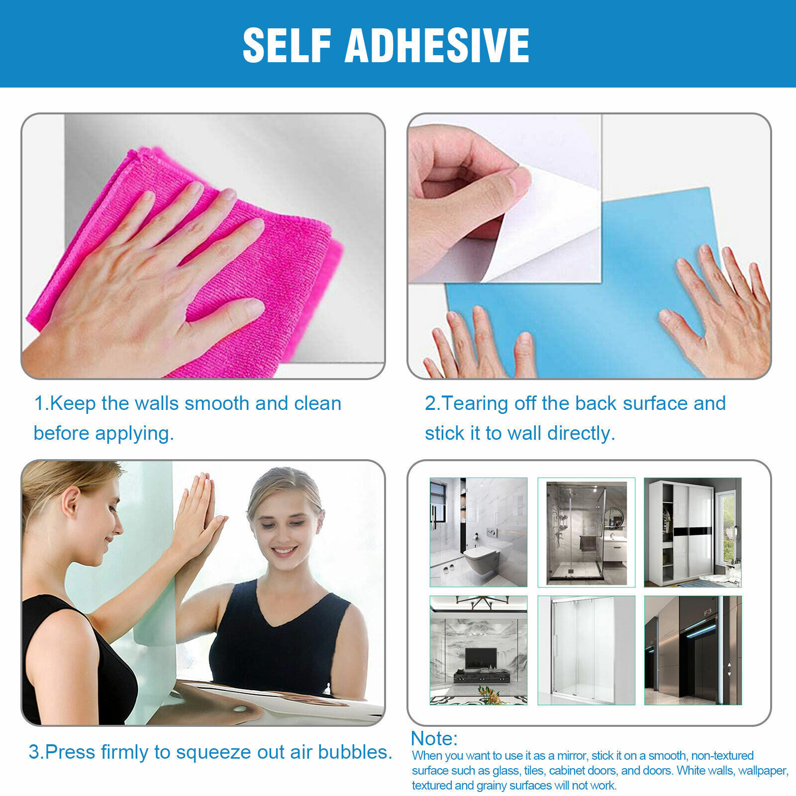 Mirror Reflective Kitchen Wall Stickers Self Adhesive Tile Film Paper Home Decor