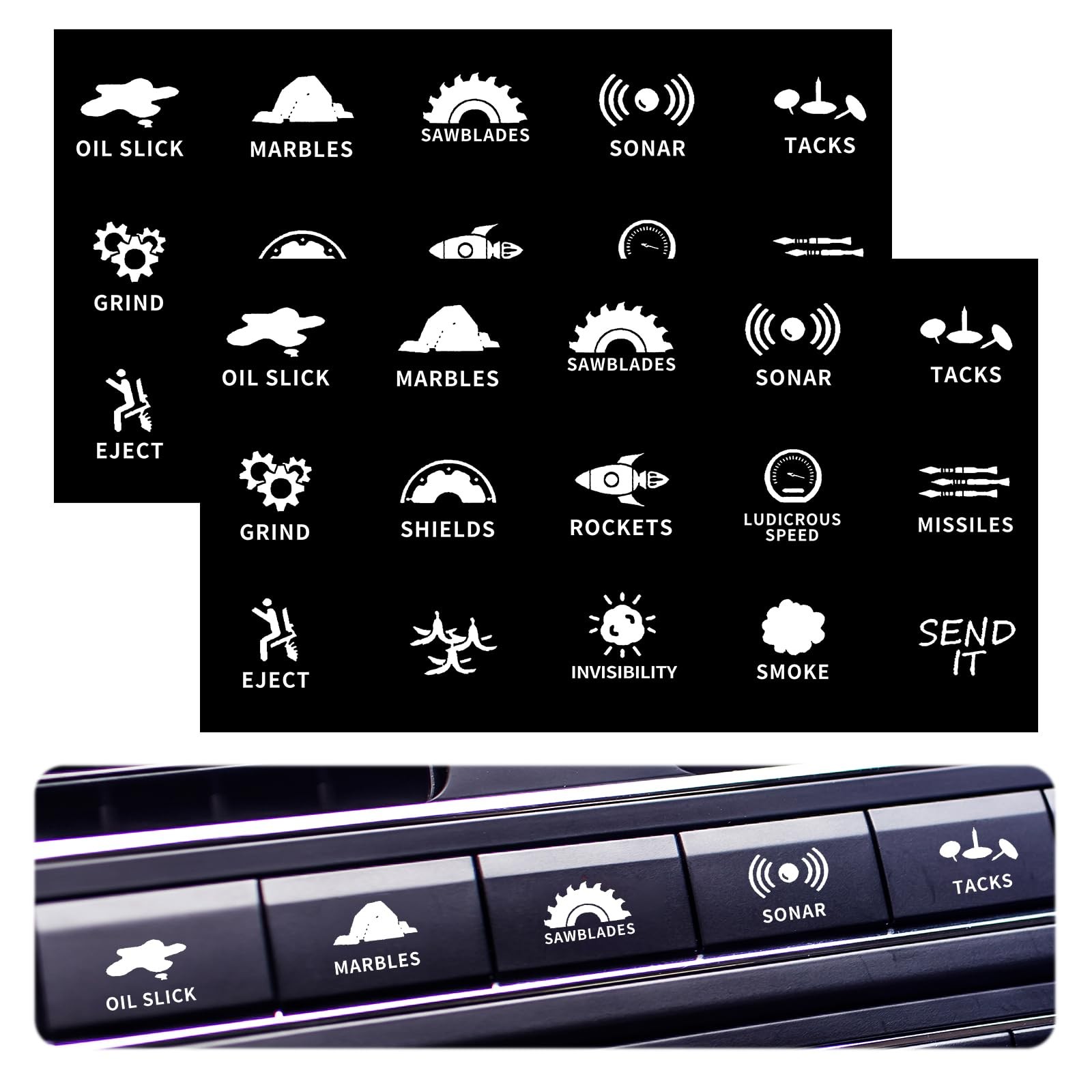 2Pcs Novelty Stickers Labels for Car or Truck Unused Button, Car Switch Stick…