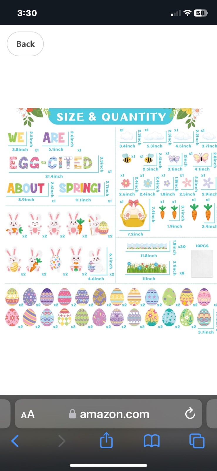 147 PCS Spring Bunny Rabbit Happy Easter Classroom Decoration Set Egg Colorful