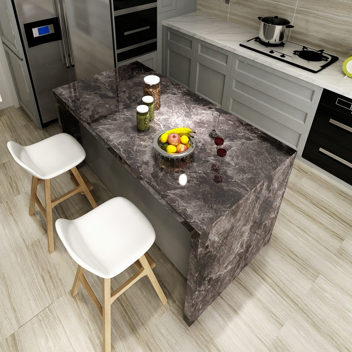 Black 8M Marble Self Adhesive Wallpaper Vinyl Sticky Paper Decals Wall Sticker