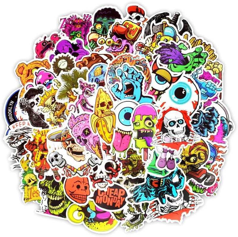 50 Scary Vinyl Horror Stickers for Laptop, Ipad, Car, Luggage, Water Bottle