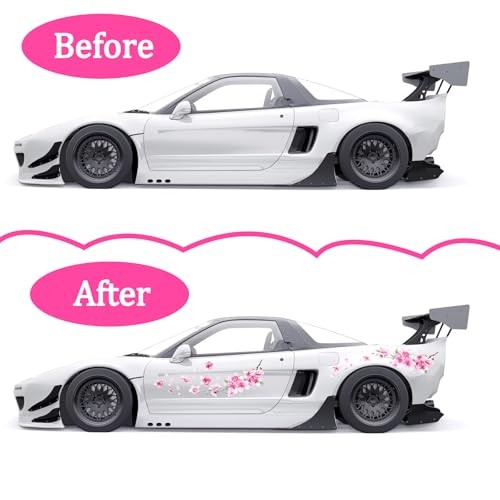 2 Sheets Cherry Blossom Car Decal, Cherry Blossom Vinyl Car Sticker Scratches