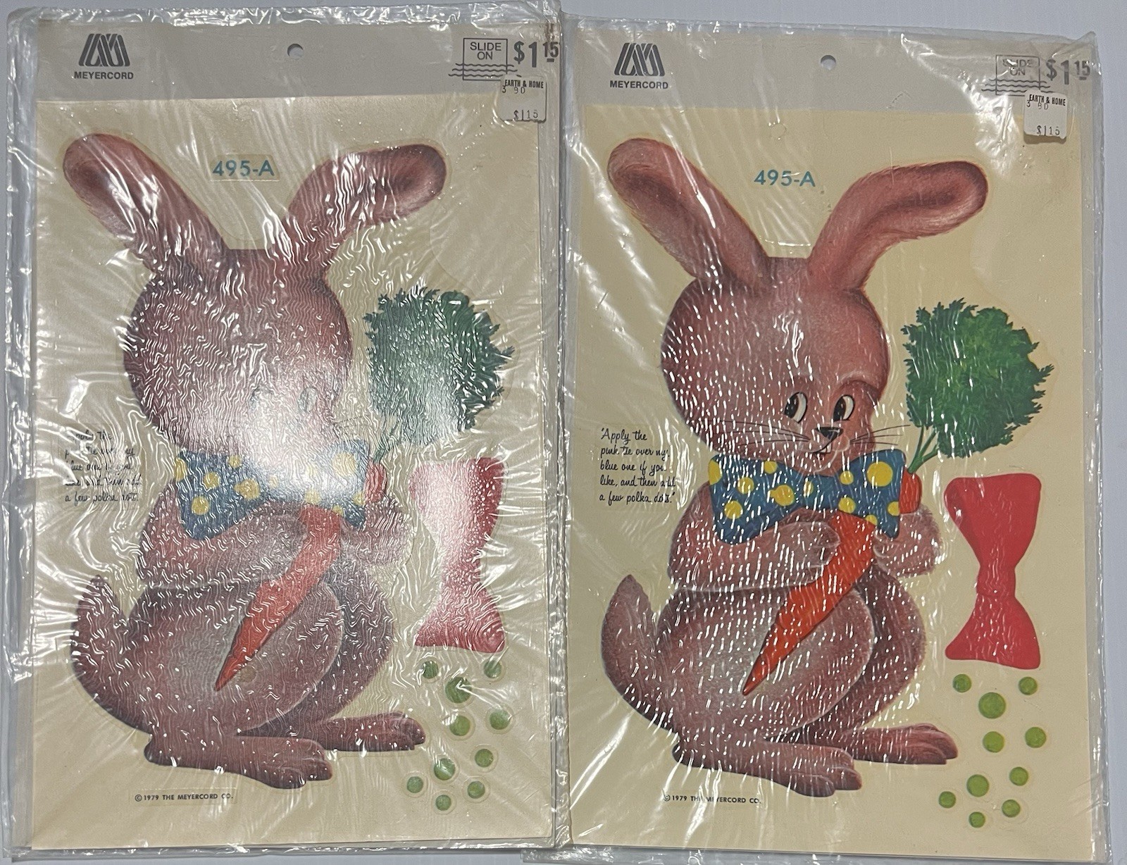 Vtg 70’s Meyercord Decals Easter Bunny Transfer Retro Decor Kitschy Rabbit 495-A