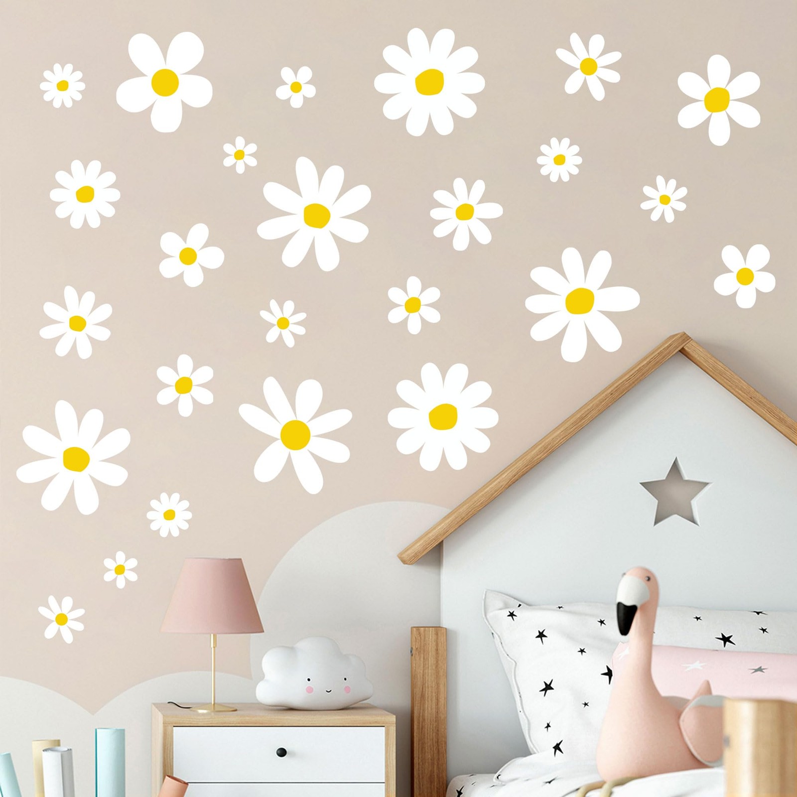 12 Sheets Daisy Wall Decals Boho Flower Wall Stickers Cute Girls Room Decor P…