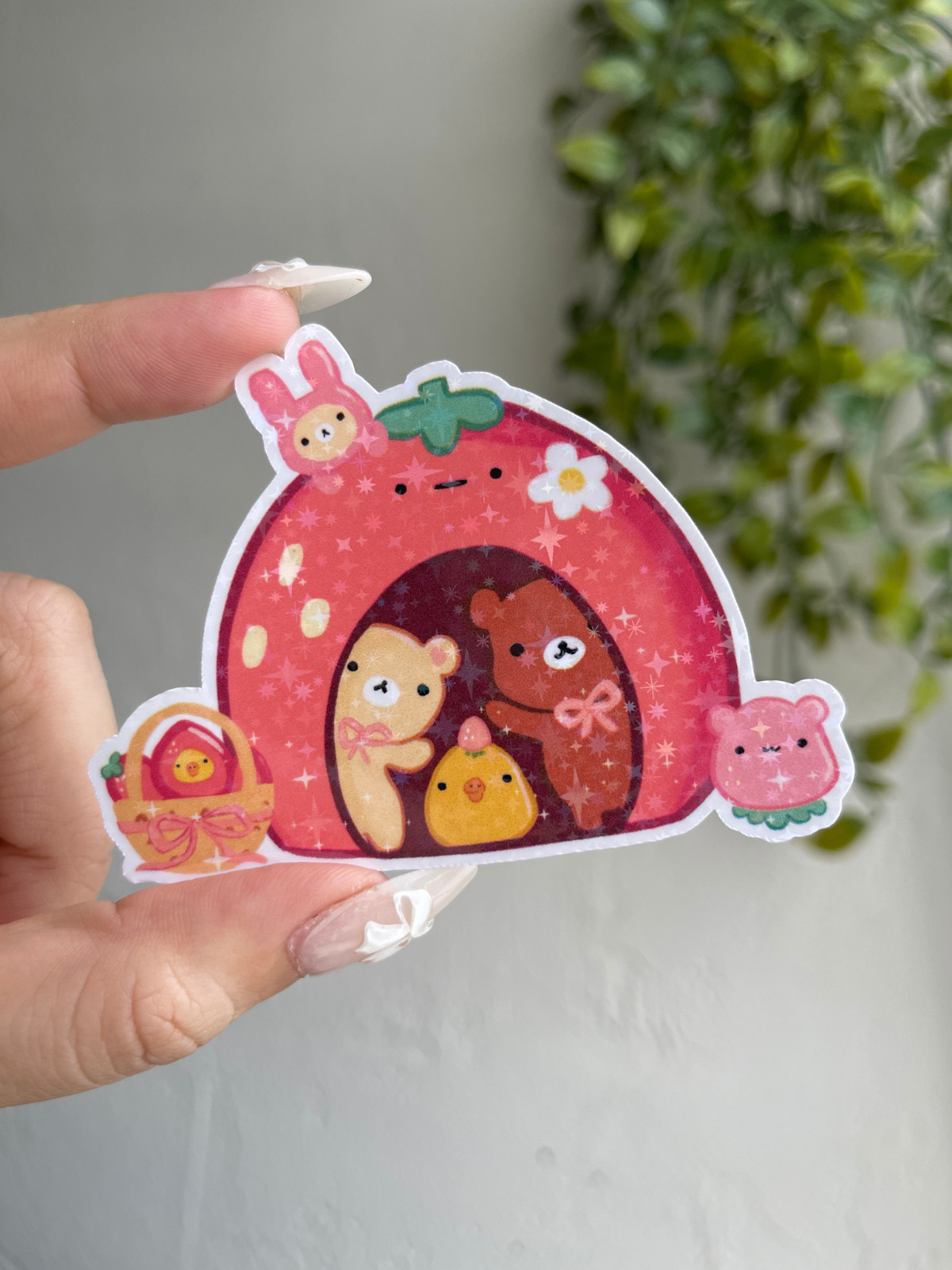 Strawberry House Sticker, Cute Vinyl Die Cut Sticker