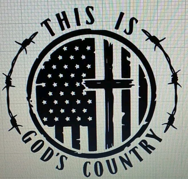 This Is Gods Coutry American Flag Cross Barbwire Decal