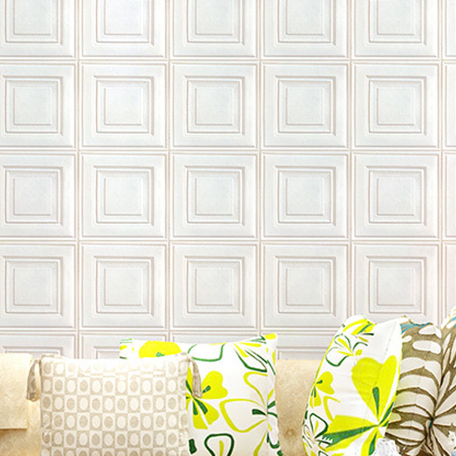 12PCS 3D Tile Wall Sticker Self Adhesive Waterproof Foam Panel Wallpapers DIY