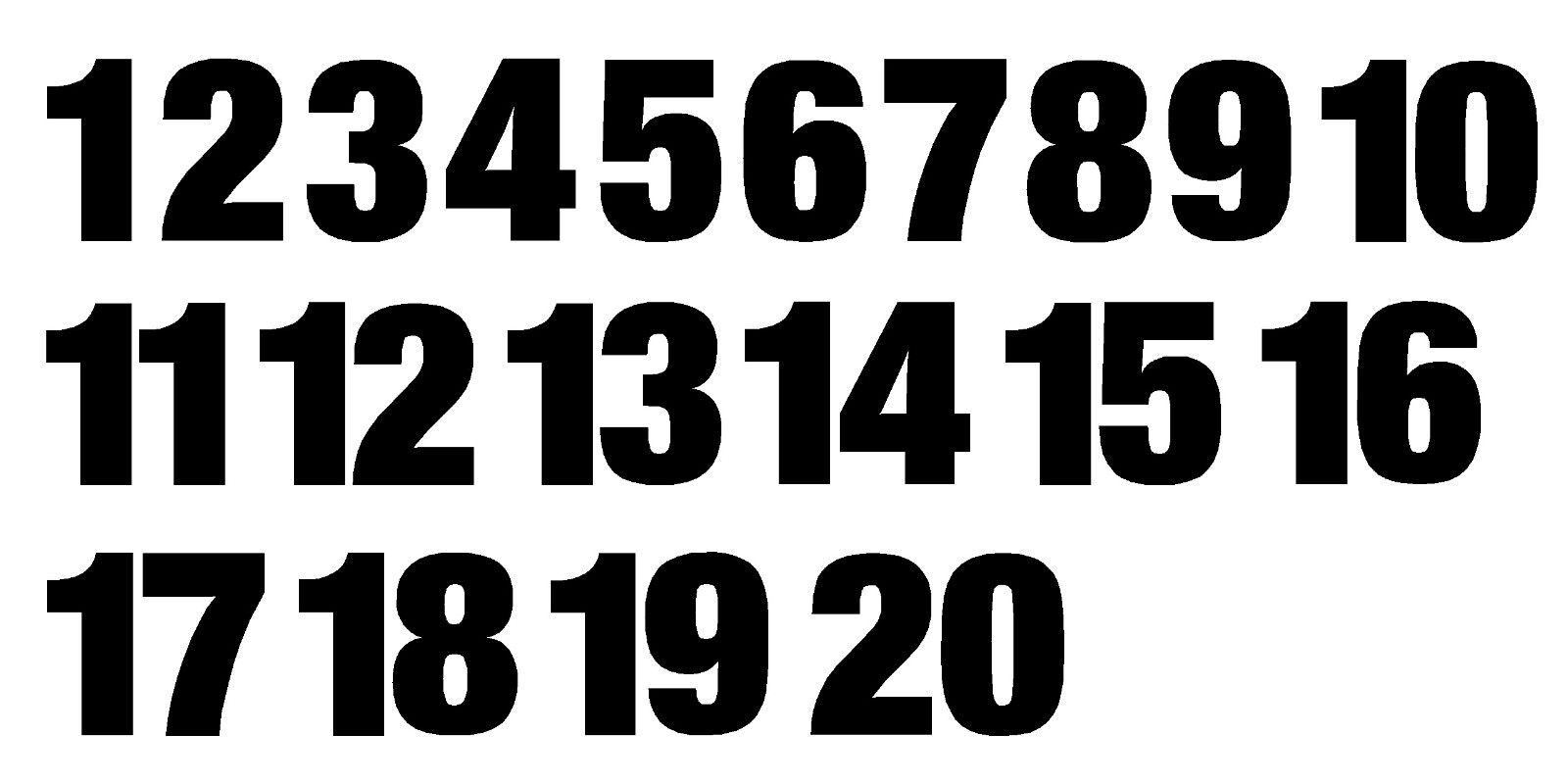 1-20 Numbers Reflective Black Sticker Vinyl Decals 1″ – 10″ Set Of 20 (586-R)