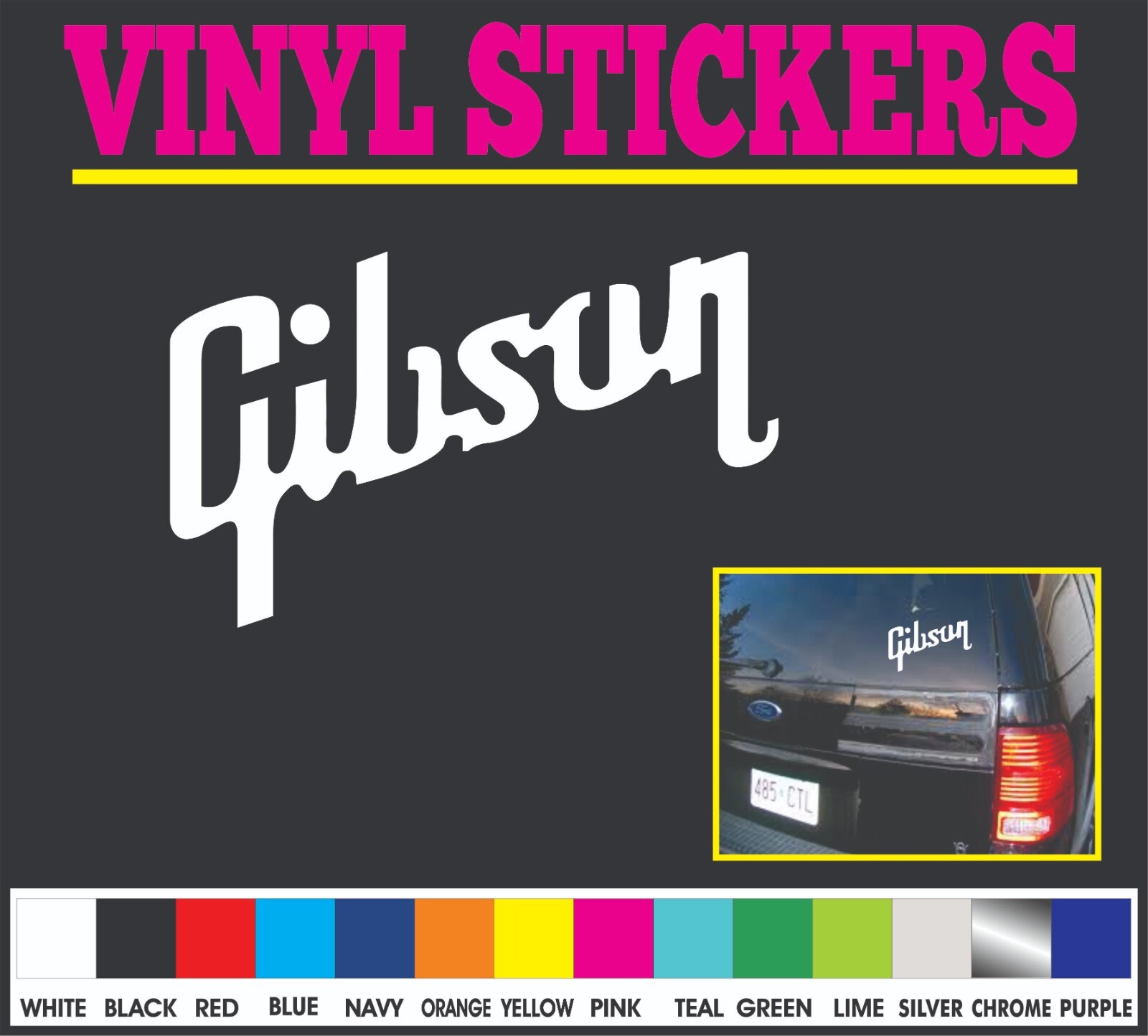 This decal/sticker is compatible with Gibson Guitars and others 6″