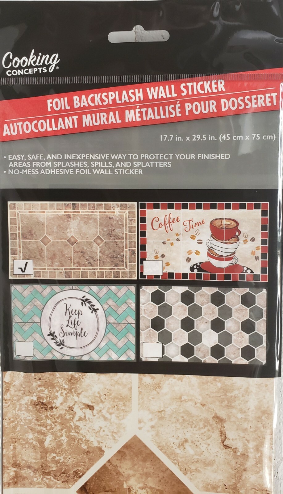 Kitchen Stove Backsplash Sticker / Wall Decal (30″x18″) BROWN TILES #4, GR
