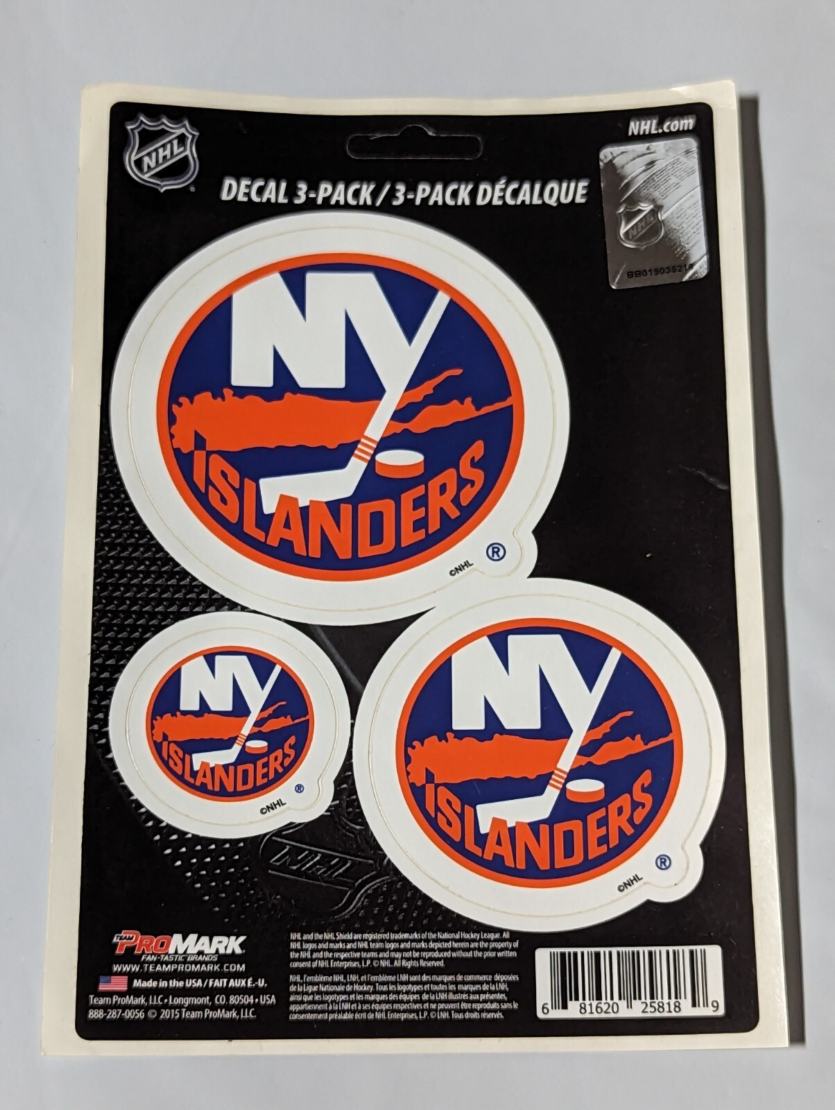 New York Islanders 3-Pack Die-cut Decals Stickers Sheet Measures 5″ x 7″ New!