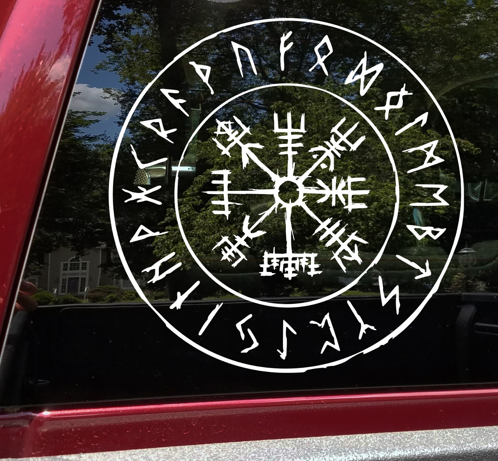 Rune Circle with Viking Compass Vinyl Decal V2 | Vegvisir Runic Viking Norse