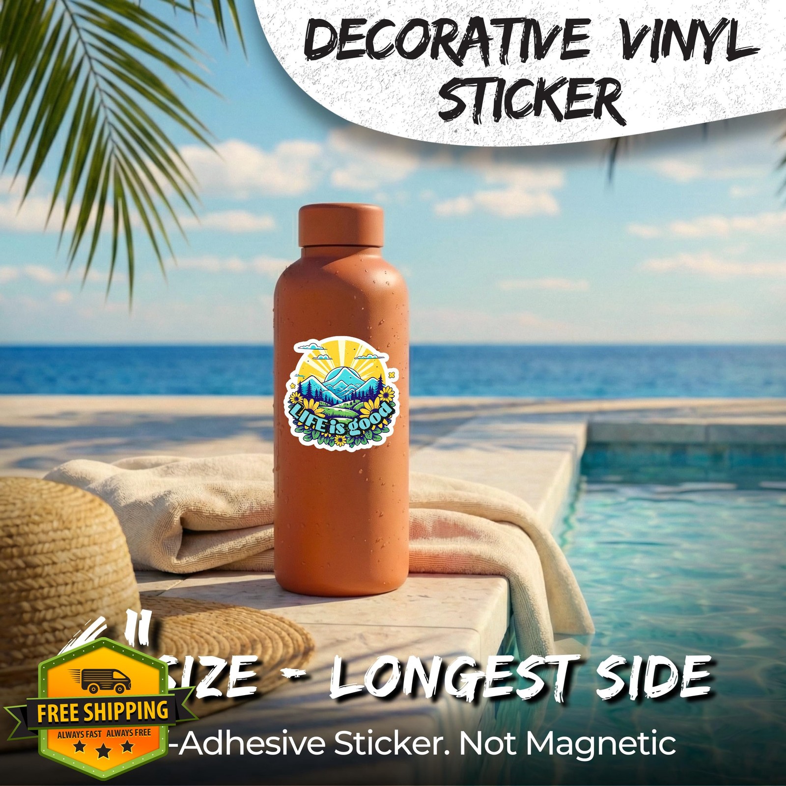 Life is Good Sticker 4″ Positive Motivational Quote Vinyl Decal