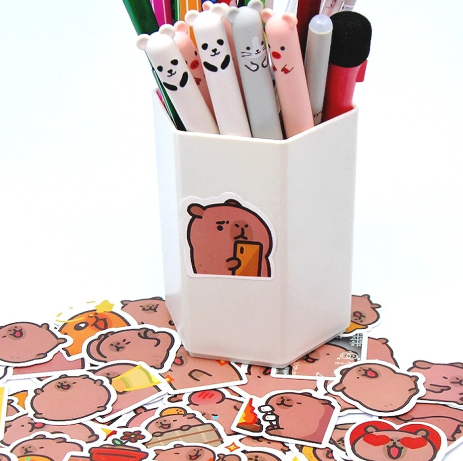 100pcs Cute Capybara Stickers Waterproof Cartoon PVC Decals for Laptop