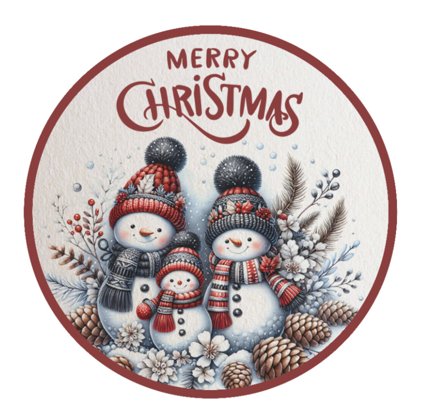 Christmas – Merry Christmas “Snow Family” 4″ Vinyl Decal Sticker Present Decor