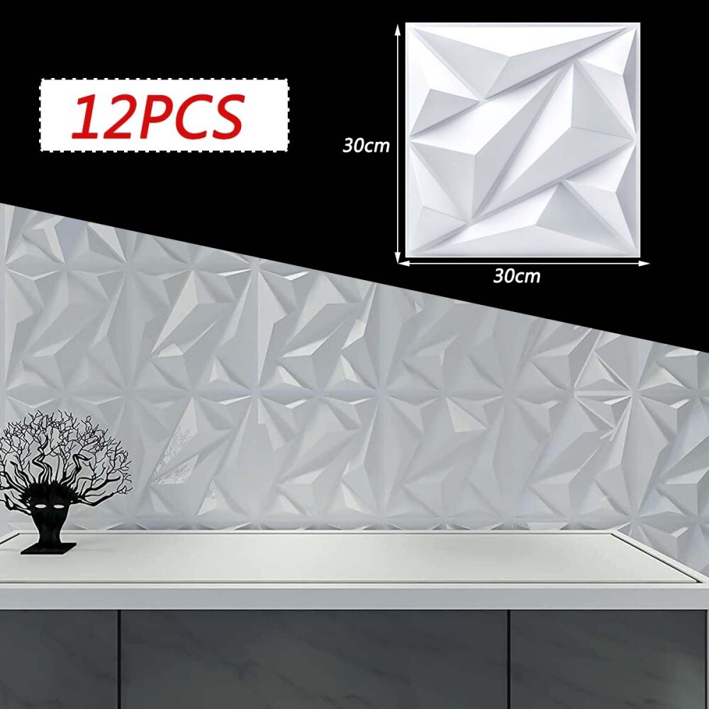 12pcs 3D PVC Wall Panels Wallpaper Fireproof Waterproof Cover to 35 Sq.ft