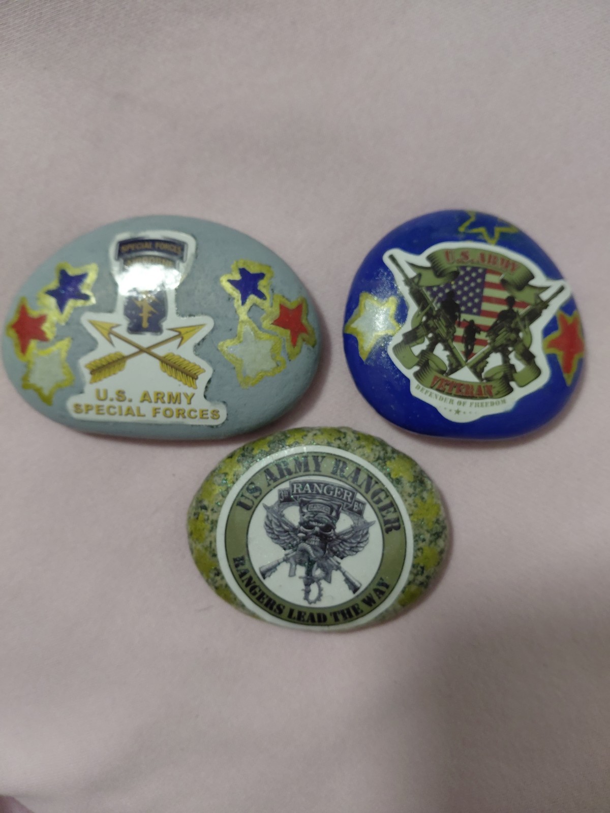 U.S. Army Ranger & Special Forces Decorative Stones – Gray, Blue, Camouflage