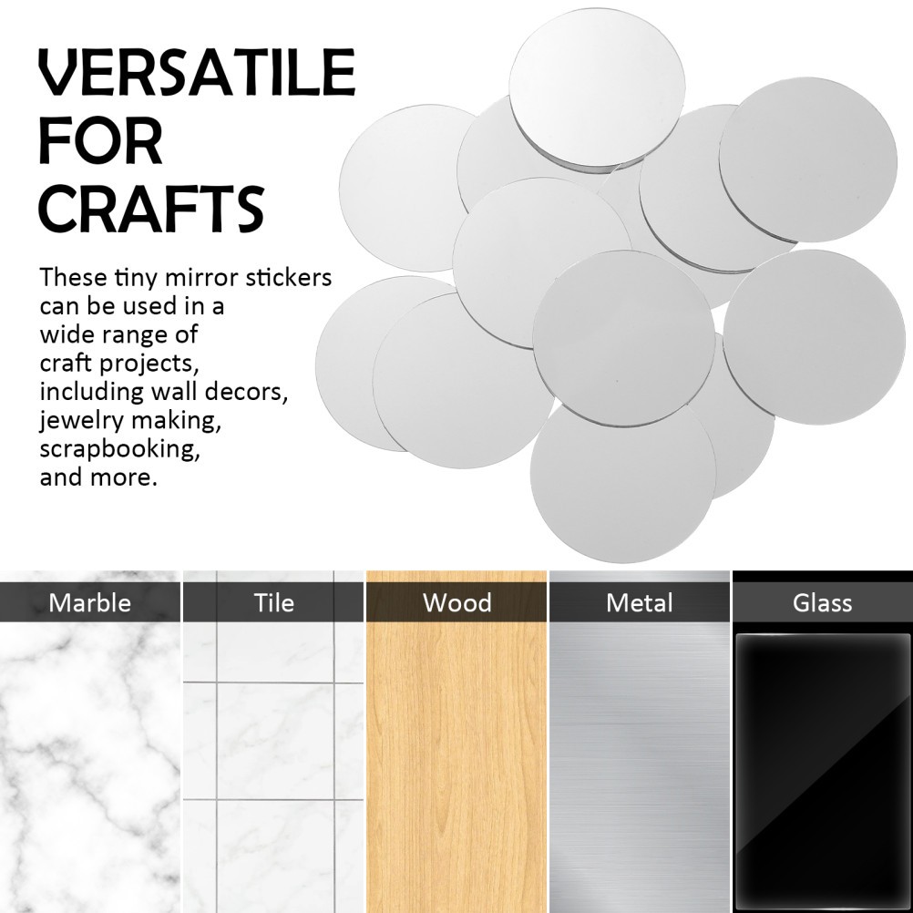 60 Pcs Acrylic Mirror Tiles Small Round Circular Mosaic Pieces for Crafts