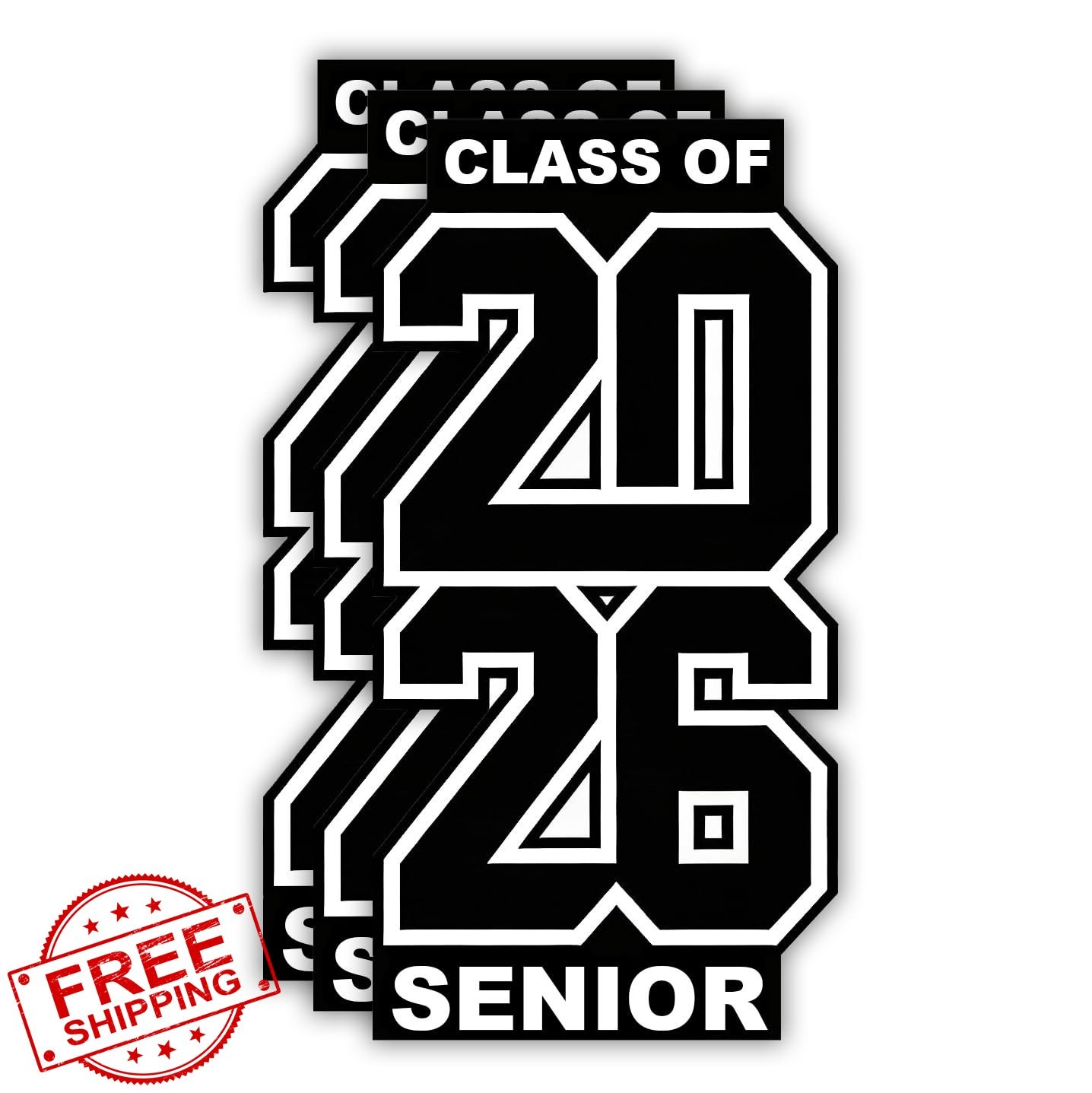 3 PCS Class of 2026 Stickers 3″ Vinyl Waterproof Black White Gift
