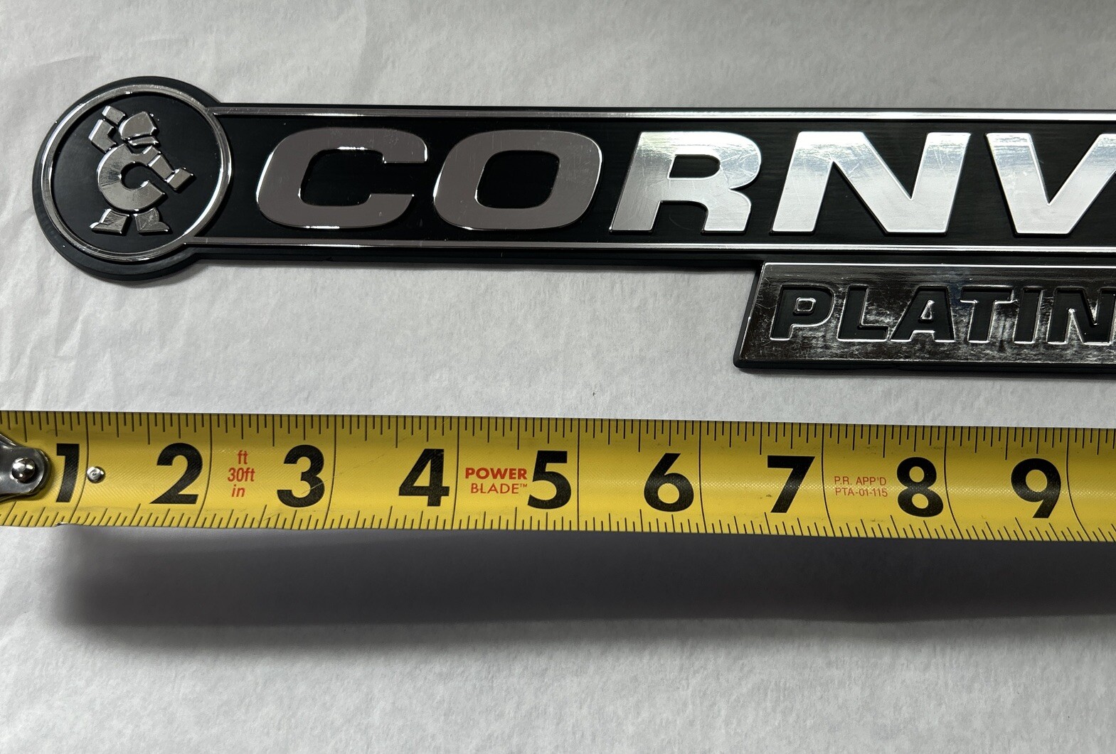 Cornwell Platinum Series Badge, Emblem Chrome & Black 16″ x 2.5” Adhesive Back