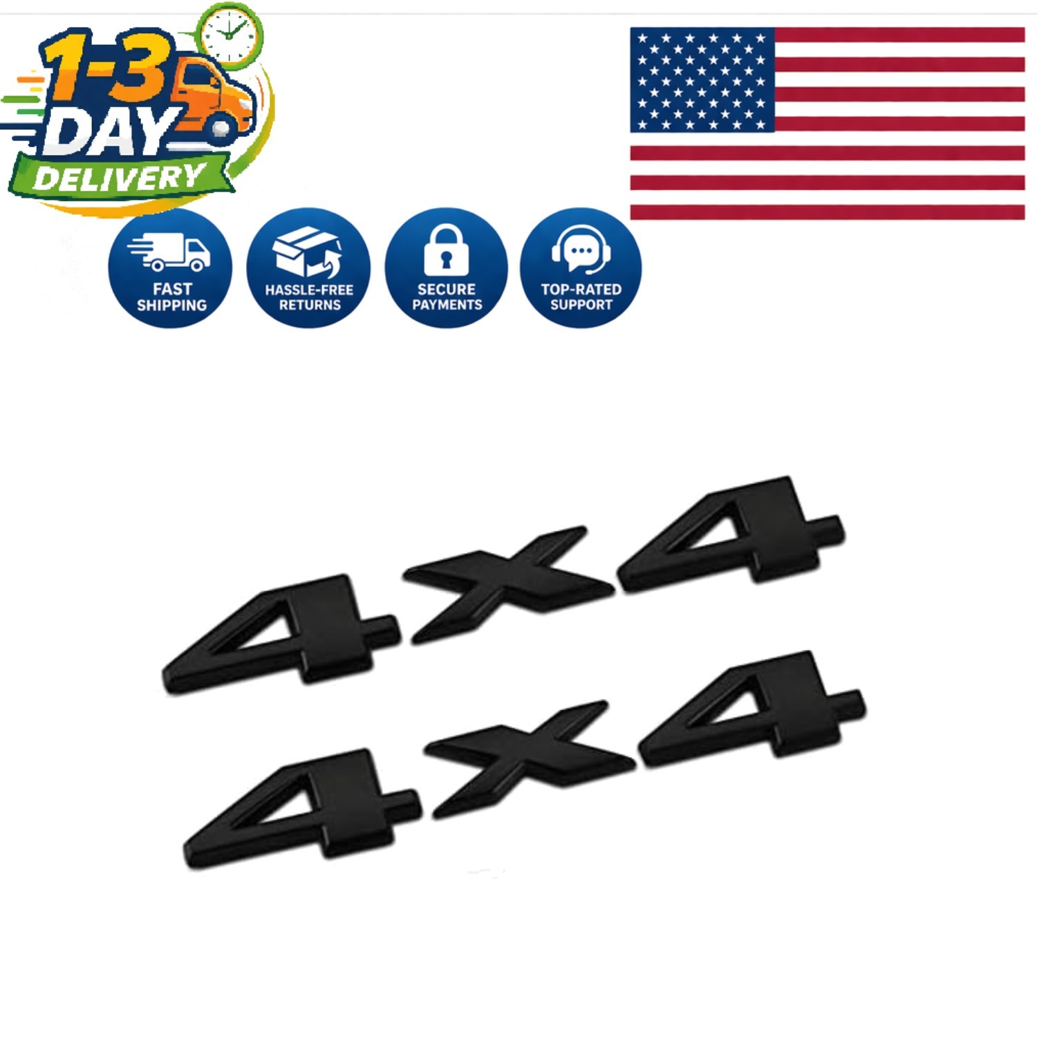 2-Pack 3D Car Emblem Stickers in Glossy Black – Universal Fit for Custom Style