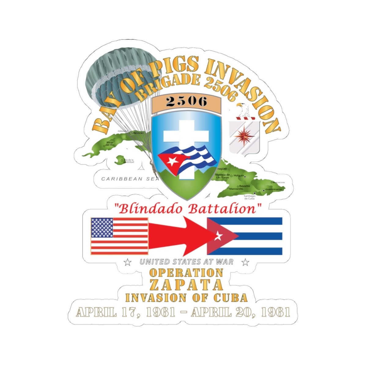 Kiss-Cut Stickers – Operation Zapata – Bay of Pigs – Cuba Invasion X 300