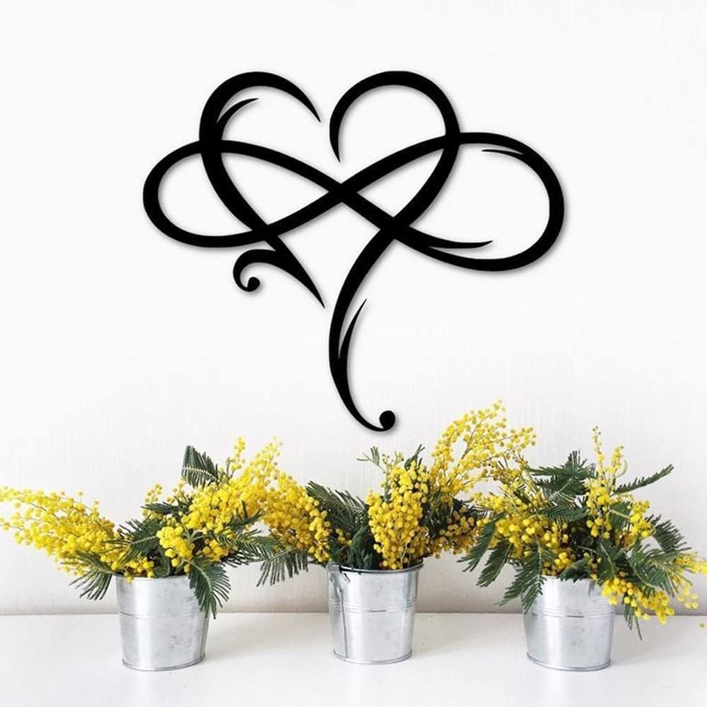 Infinity Heart Metal Wall Art – Elegant Love Sign for Home Décor 13.8”x11.4”