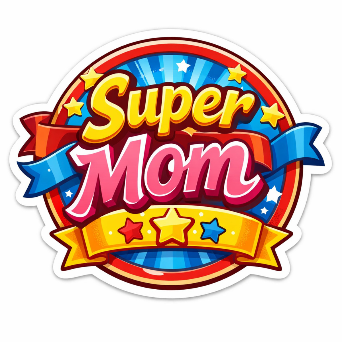 3 inch Super Mom Sticker Colorful Mother’s Day Vinyl Decal Gift