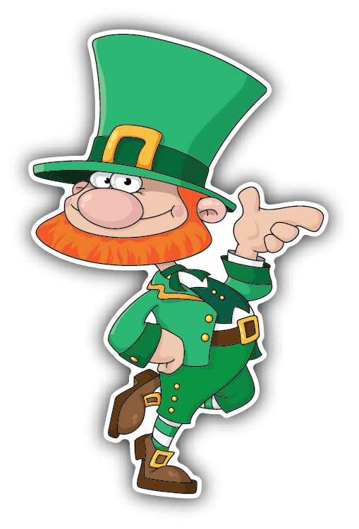 Funny Cartoon Leprechaun Car Bumper Sticker Decal