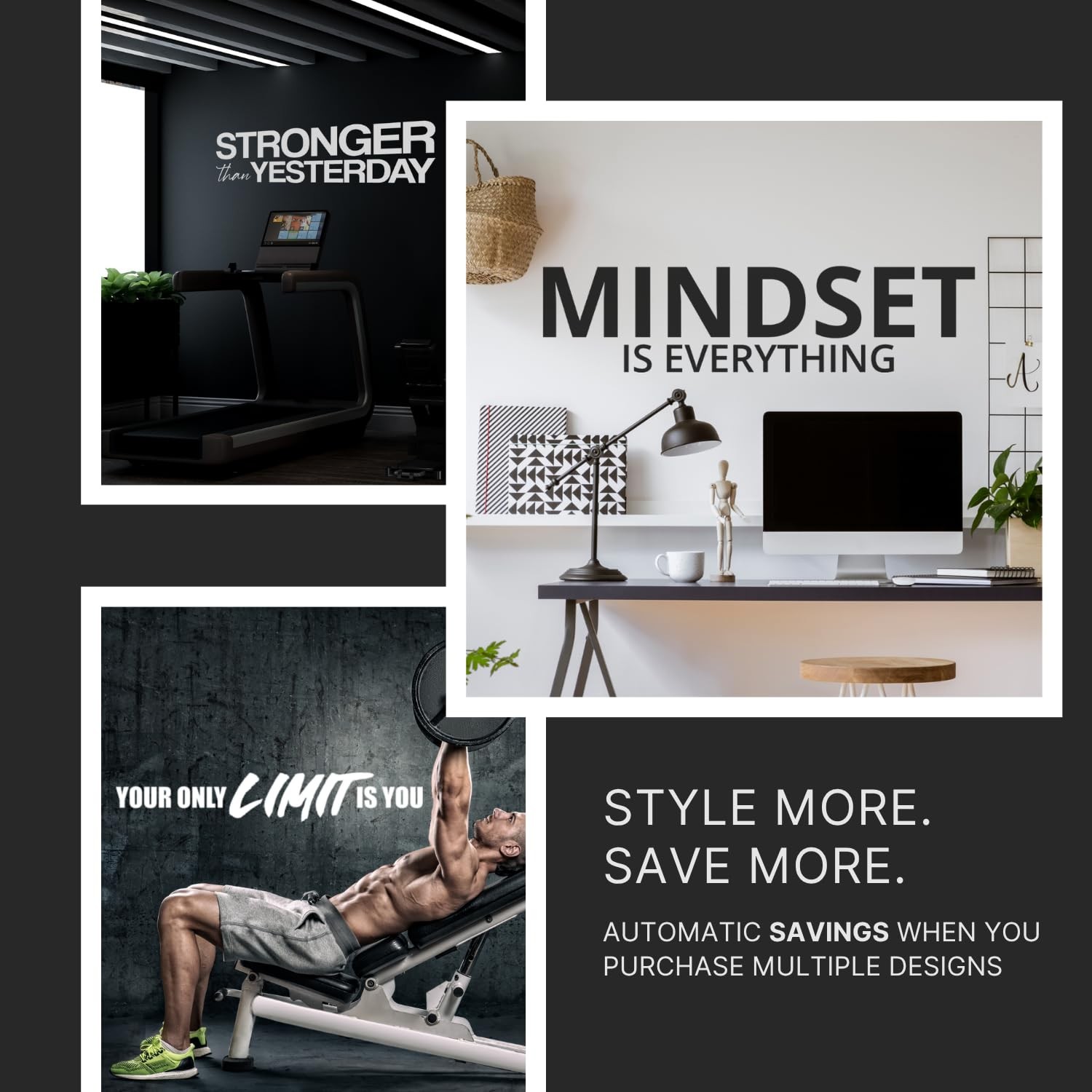 Large Stay Positive Work Hard Make it Happen Wall Sticker Inspirational Wall …
