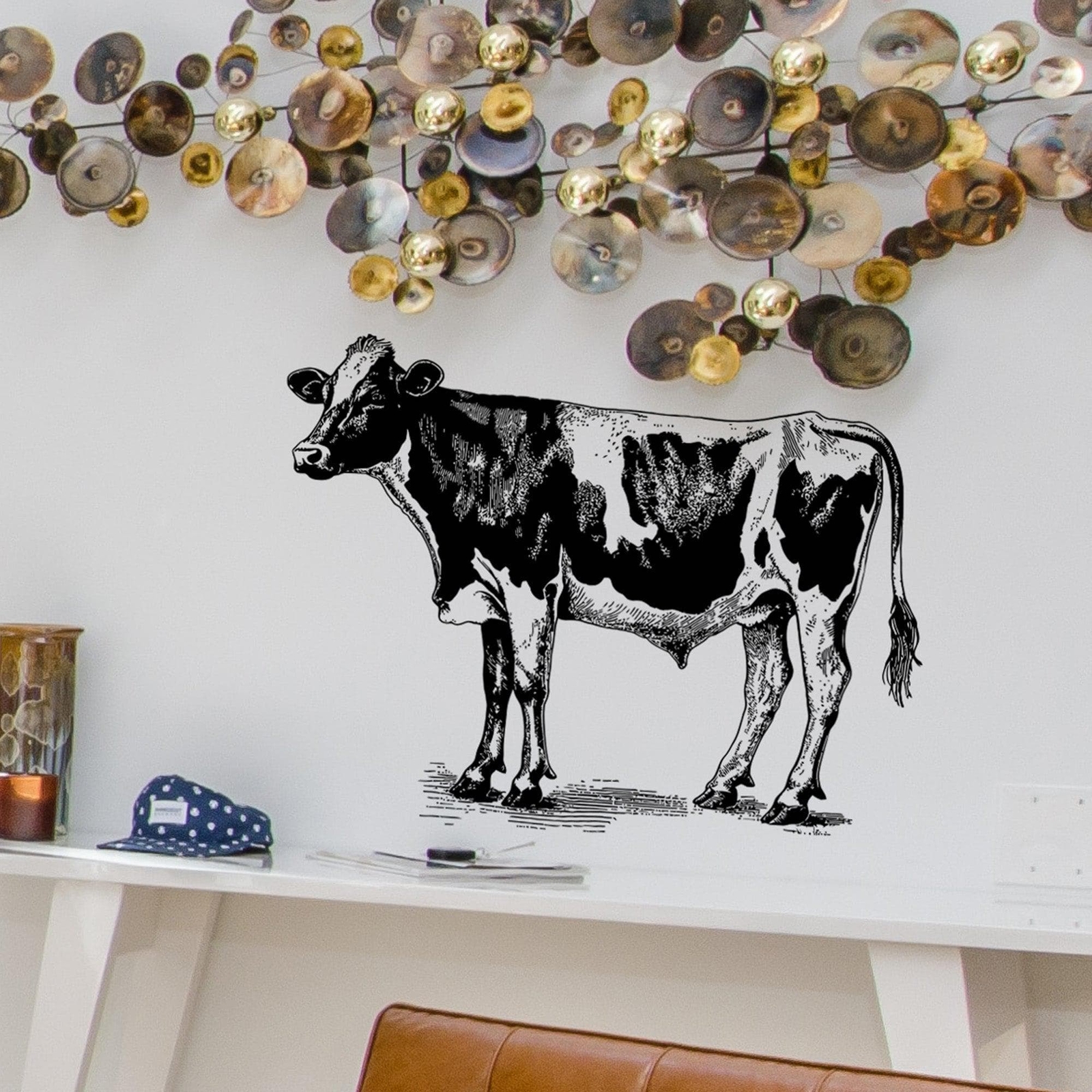 Cow Wall Decal Sticker. Kitchen Dining Room Rustic Country Farmhouse Cow #6753