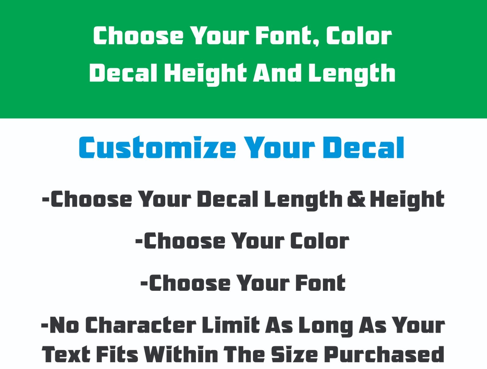 Custom Text Sticker Decals Vinyl Lettering – ANY TEXT – ANY FONT – VINYL DECALS