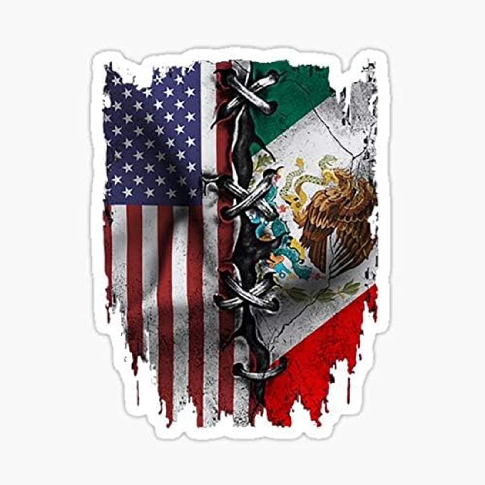 Mexican and American Flag Sticker Waterproof Sticker Decal 5″ Inch