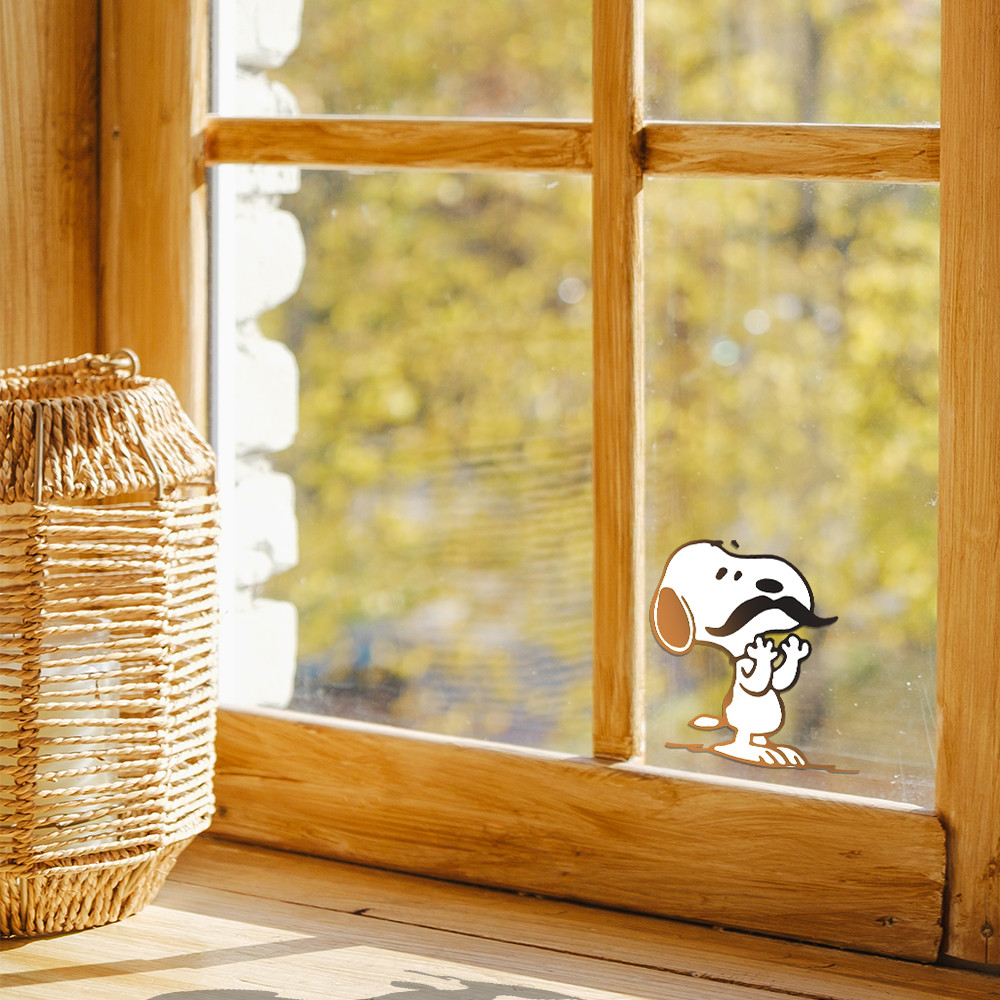 Peanuts Snoopy sticker with Mustache with a glossy finish 3.3″W x 3.5″H