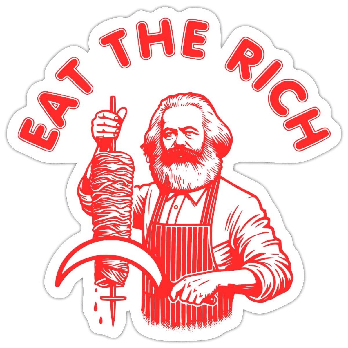 Karl Marx Kebab Eat The Rich Socialist Sticker, max. 4 x 4″