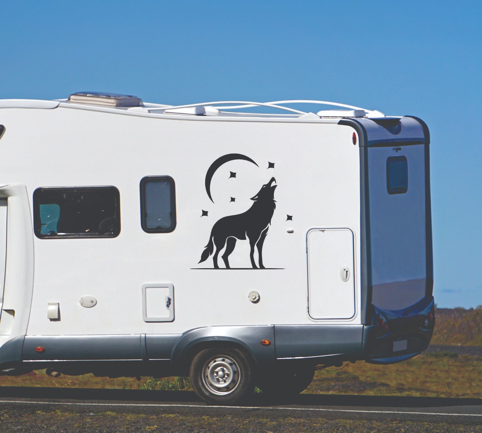 Vinyl Decal Graphic Wolf Howling With Moon And Stars Transfer Sticker 31+ Colors