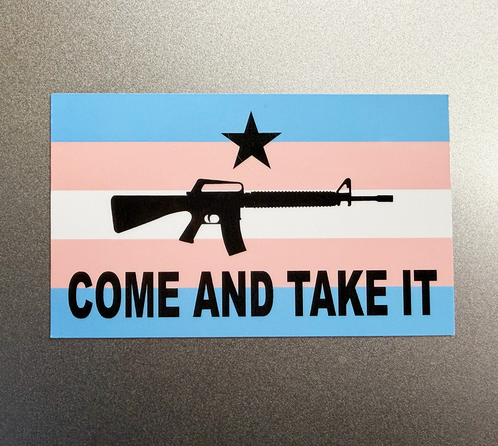 2nd Amendment Magnet Transgender Pride Flag Come and Take It 4″ Magnetic Vinyl